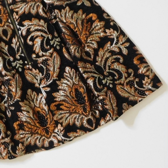 GIANNI BINI Lordice Metallic Brocade Floral Pleated Mini Skirt Festive Party M - Picture 8 of 11